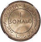 Ah1369  1950  Somalia Lion 1 Somalo Silver Coin - Ngc Ms 65 - Km  5