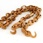 2x Wooden Chain Folk Art Sculpture Carving Hand Carved Wood Link Hook Plants 39 