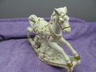 Vintage Beautiful And Intricate Ceramic Rocking Horse Figurine W Gold Trim Lg