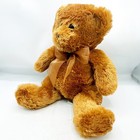 Teddy Bear Plush Brown Shaggy Fur With Organza Ribbon 12  H