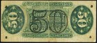 Fr 1366 - 50c Third Issue Justice - Wide Surcharge  a-2-6-5  - F vf - Edge Tears