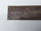 The Columbia   Morrison Ill Brass Tag   Nameplate From Antique Oak Ice Box Old  