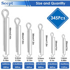 350pcs 304 Stainless Steel Cotter Pins Assortment Kit M1 6 m2 5 m3 2 m4 6