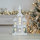 Led Flocked Wooden Church 22 h