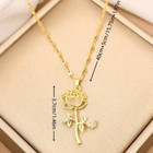 Woman 18k Gold Plated Stainless Steel Cz Flower Pendant Charm New Necklace Chain