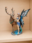 Diantha Woodland Fairy With Stag Fantasy Figurine Enchanted Forest Statue