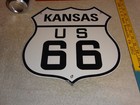 Vintage U s  Route 66 Kansas United States 11 3 4  Porcelain Metal Gas Oil Sign 