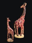 Hand Carved Wooden Giraffe Figurines Set Of 2 Kenya 11 75  And 7  Vintage