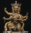 12  Old Tibet Buddhism Bronze Gold 6 Arms Mahakala Wrathful Deity Buddha Statue