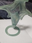 Light Green Clear Glass Art Vase Glossy Decorative Swirled Design