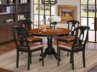 5 Pc Set With Black Cherry Round Dining Room Table And Leatherette Chairs