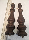 Antique Vintage Pair Wood Turned Victorian Finials Salvage