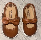 Carters Baby Girl Brown Mary Jane Shoes Bow Strap Dress Flats Size 4