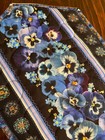Handcrafted - Quilted Table Runner-pansies In Blue - New 2026 - Geometric Border