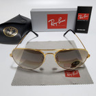 Ray-ban Rb3025 Sunglasses Aviator Gold Frame Gradient Light Brown Lens 58mm