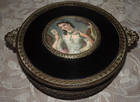 Vintage Pncw Dresser Brass Boudoir Powder Trinket Jewelry Covered Box 1940