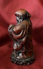 Shou Lau Shou Xing Red   Brown Resin Statue Figurine God Of Longevity Vintage