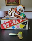  rolling Cat Tin  -wind-up Toy Animal Cat W  Ball   new In Box 