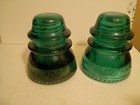 Vintage Hemingray-42 Glass Insulator Aqua teal  Green Color  Lot Of 2