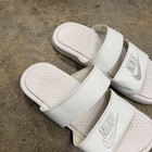Nike Benassi Duo Ultra Slides Mens 8 White Comfort Sandals 819717-100 Beach