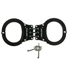 Police Black Steel Double Lock Handcuffs Heavy Duty Security W  Keys   Holster