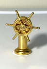 Vintage Miniature Brass Nautical Ship Wheel W compass