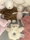 Lot 5 Jellycat London Ring Rattle Lovey Plush Toys Pig Bunnies Owl 