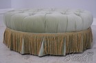 71656  Baker Round Green Velvet Style Upholstered Ottoman