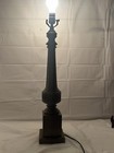 Vintage Neoclassical Tall Column Carved Wood Table Lamp 26    Working Condition