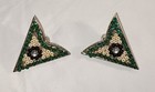 Vintage Stainless Collar Tips  Beaded Design W  Rhinestone Center 