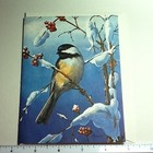  38- 1 Vtg 1966 Unused Xmas Greeting Card Bird On Snowy Branch  Very Sweet