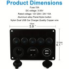 5-switch 12v Electrical Panel - Voltmeter  Dual Usb For Rv  Truck   Boat