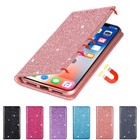 For Iphone 16 Plus 15 Pro 14 13 12 Glitter Leather Wallet Case Slim Flip Cover
