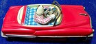 Rare Vintage Red Convertible Tin Friction Car Japan V-1959 With Driver