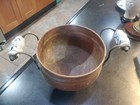 Vintage Copper Porcelain Planter Pot Indoors Outdoors With Brass Made In France 