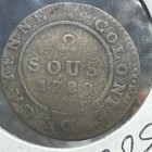 1789-a French Guyana 2 Sous F274 Old Coin Very Rare 