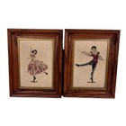 Vintage Ballet Finished Cross Stitch Crewel Needlecraft Girl   Boy Wall Art Set