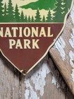 Vintage Great Smoky Mountains Porcelain Sign Old National Park Arrowhead Bears