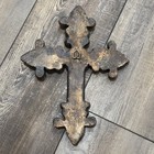 Cast Iron  Cross Wall Decor Rustic Antique  Brown 11 5   x 8 75   
