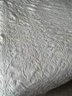 Vintage Large Ivory 100  Cotton Bedspread Coverlet Medallion Fringe 80 X 100   