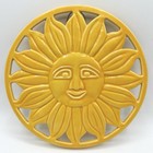 Sun Tangerine Sunface Sunflower Trivet Enameled Cast Iron Wall Decor Odi 2006