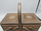 Vintage Wood Fold Out Accordion Style Sewing Box Jewelry Made In Poland