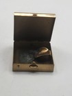 Vintage Art Deco Enamel Compact Pill Box Mint Green Gold Tone Metal Case Vanity