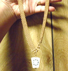 Gorgeous Antique 10k Gold Filled  y  Drop Watch Chain Necklace   Fob