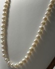 W Lind Cultured Pearl Necklace 19 5    Hand Knotted 7-8mm 14k Ge 80s Vintage 19g