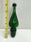 Hand Blown Vtg Antique Green Glass Decanter Apothecary Bottle Stopper