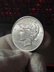 Us Novelty Coin   Rare Error Two Face  1 Peace Dollar  Silver  Plated  25 Grams 