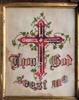 Antique Paper Punch Sampler Thou God Seest Me  Biblical Hagar Crisscross  Frame