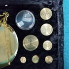 Vintage Brass Apothecary jewelers Travel Scale Set W  Weights Black Velvet Box