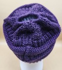 C c Women s Beanietail Messy Bun Ponytail Beanie Hat Purple W purple Flecks  Euc